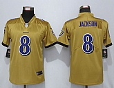 Women Nike Baltimore Ravens 8 Jackson Vapor Untouchable Nike Gold Inverted Limited Jerseyy